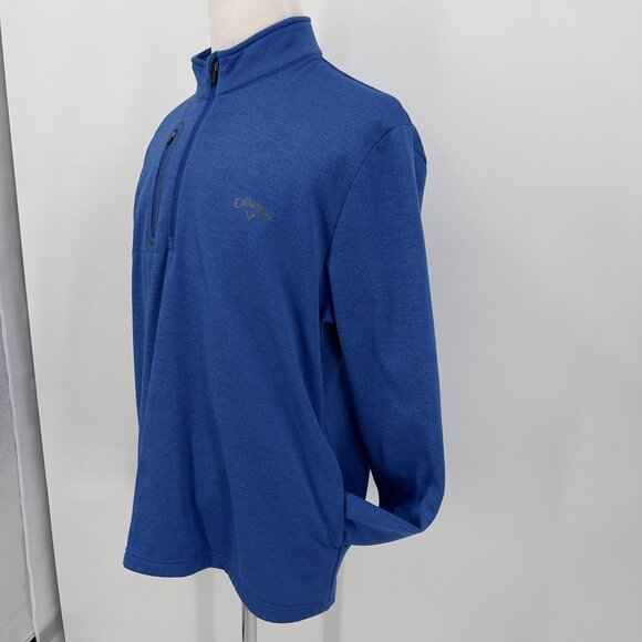 Callaway Mens Pullover Sweatshirt Jacket 1/4 Zip XL Extra Large Solid Blue Polye - Picture 10 of 10